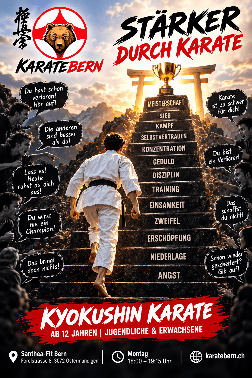 Kyokushin Karate bei KarateBern: Ein Karateka überwindet Herausforderungen und stärkt sein Selbstvertrauen